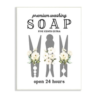 Stupell Floral Clothespin Silhouette Vintage Script Soap Signage Wood ...