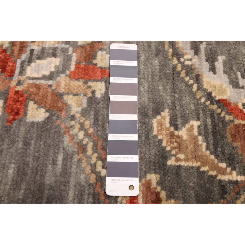 ECARPETGALLERY Hand-knotted Modern Oushak Dark Grey Wool Rug - 5'1 x 7'11