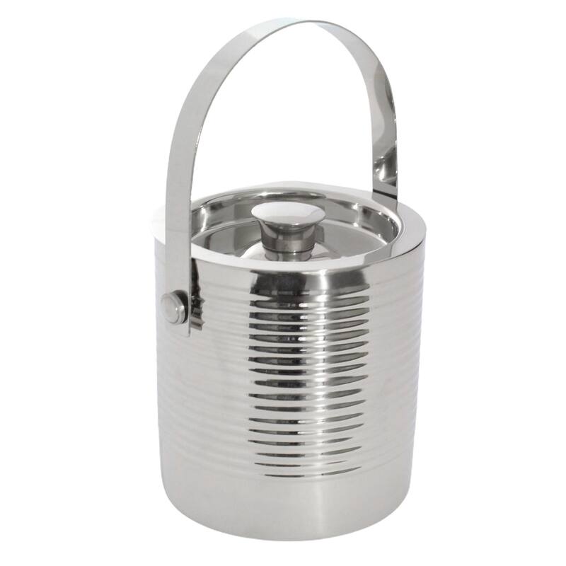 Sol Living Ice Bucket Double Wall Stainless Steel with Lid and Tongs