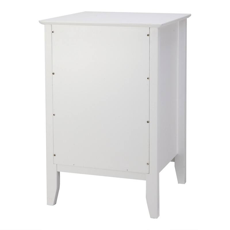 Three Drawer White Nightstand