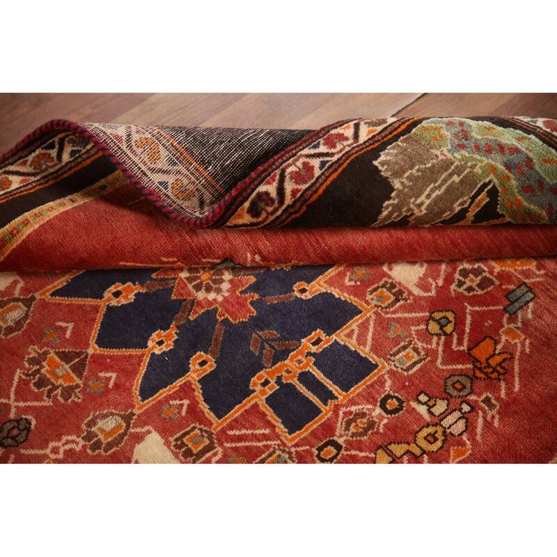 Vegetable Dye Shiraz Persian Vintage Area Rug Hand-knotted Wool Carpet - 4'0"x 5'10"