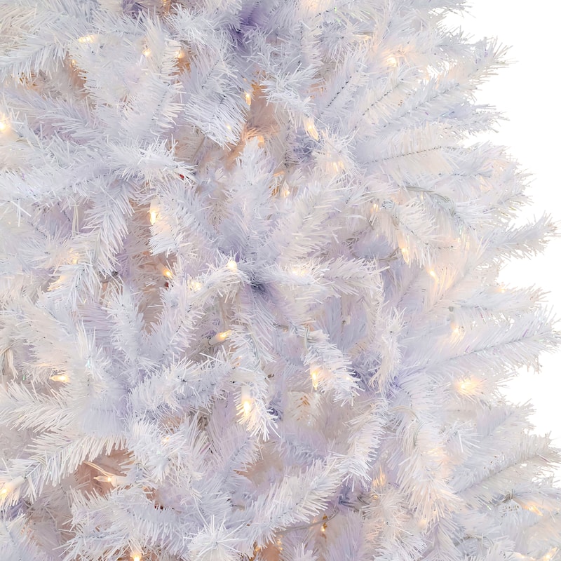 National Tree Company 9 ft. Pre-lit Artificial Millville White Hinged Tree with PowerConnect™, 700 Dual Color® LED Lights-UL