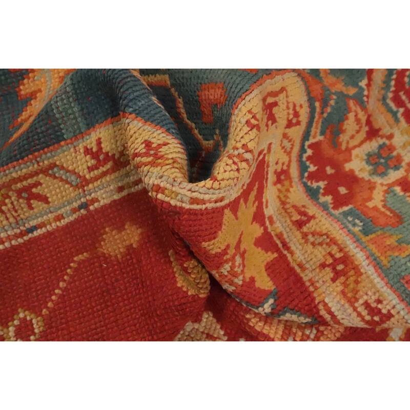 Hand Knotted Oriental 100% Wool Carpet Transitional Floral Oranges & Rust Oushak Area Rug - 11' 4'' X 8' 8''