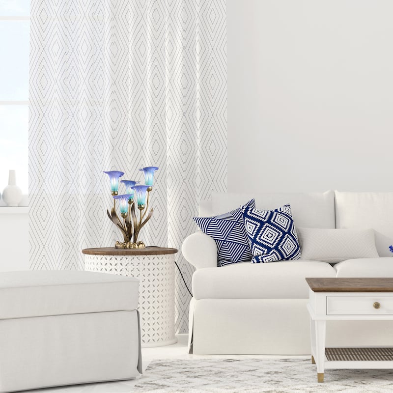 20-inch Antique Brass and Hand Blown Glass 5 Calla Lily Uplight Accent Lamp - 15" x 14" x 20"