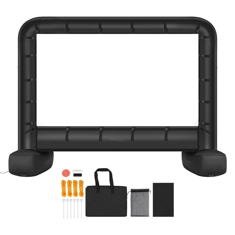 Wrinkle-Free 600D Fabric, Silent Blower Quick Setup Portable Backyard Projection Screen for Camping Parties & Home Theater