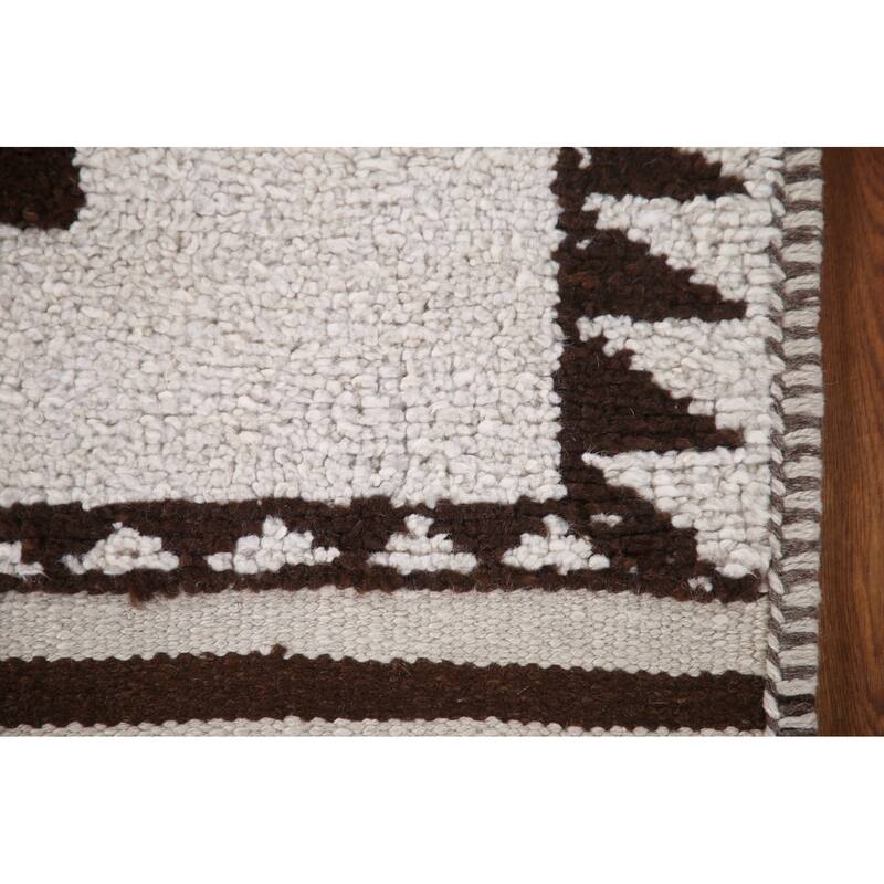 Natural Dye Tribal Beige Anatolian Runner Rug Hand-knotted Wool Carpet - 3'5"x 11'8"