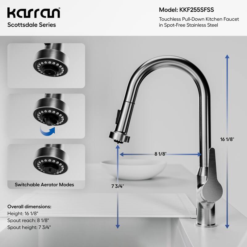 Karran Scottsdale Single-Handle Pull-Down Sprayer Touchless Kitchen Faucet