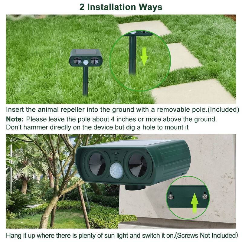 Solar Powered Motion Sensor Repellent IPX4 Waterproof Outdoor - Green