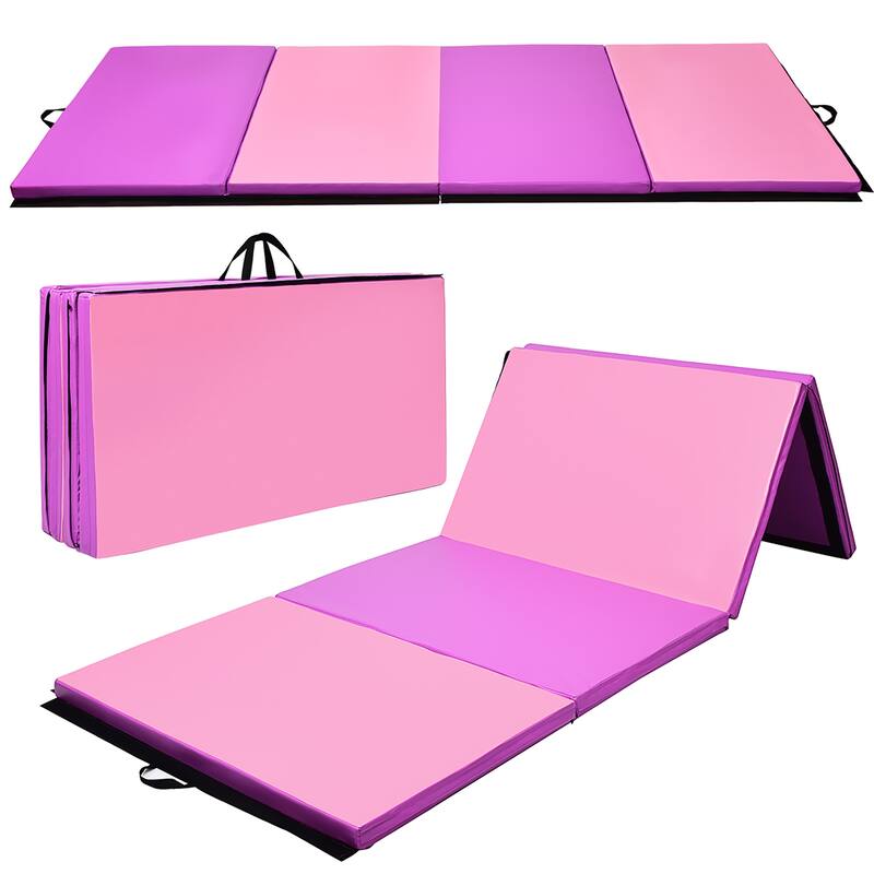 4'x10'x2'' Gymnastics Mat Folding Anti-Tear Gymnastics Panel Mats - Purple