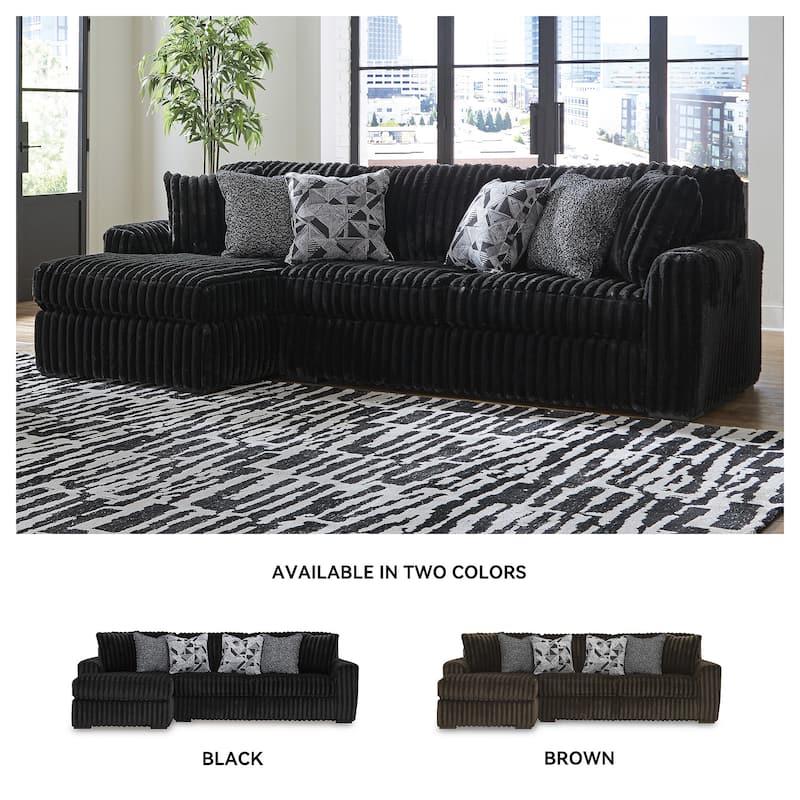 Signature Design by Ashley Midnight-madness Black 2-Piece Sectional Sofa with Chaise - 120" W x 65" D x 40" H