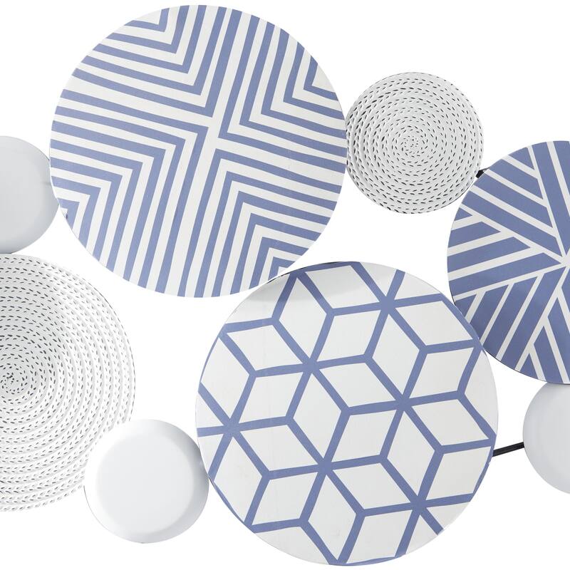 Metal Plate Home Wall Decor with Intricate Patterns - Black or Blue - CosmoLiving by Cosmopolitan