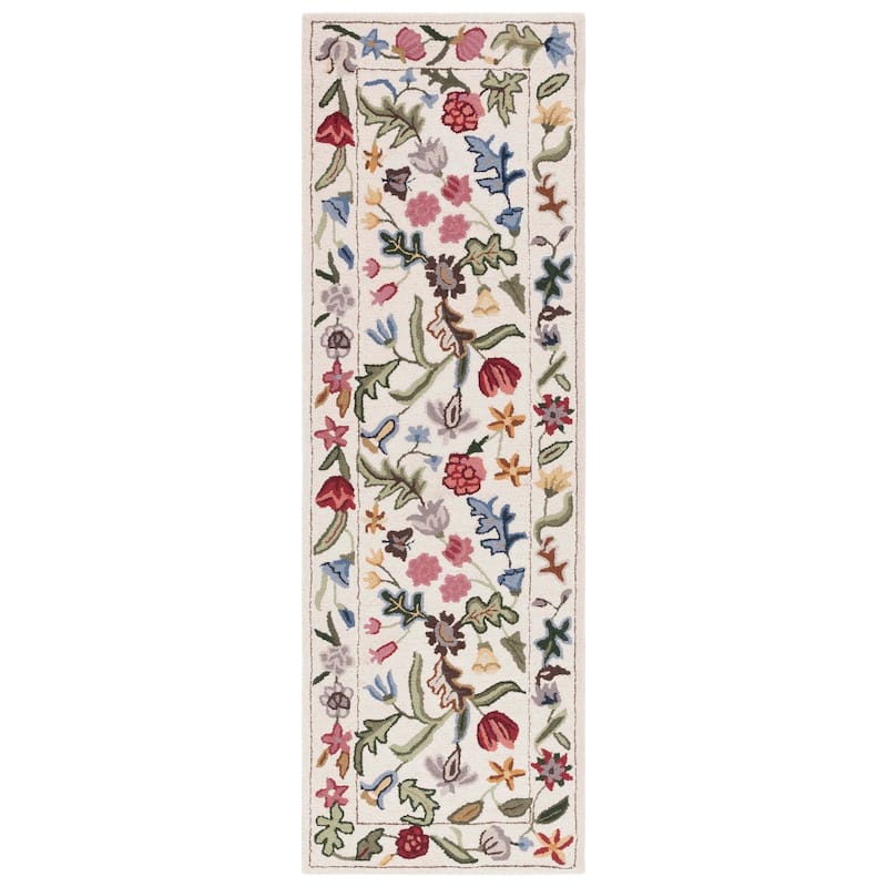 SAFAVIEH Handmade Chelsea Todora Oriental Wool Rug - 2'3" x 11' Runner - Ivory/Green