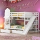 preview thumbnail 31 of 38, Full-Over-Full Castle Style Bunk Bed with 2 Drawers 3 Shelves and Slide White