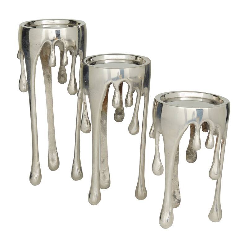 Melting Dripping Wax Metal Contemporary Candle Holders - S/3 12", 10", 8"H