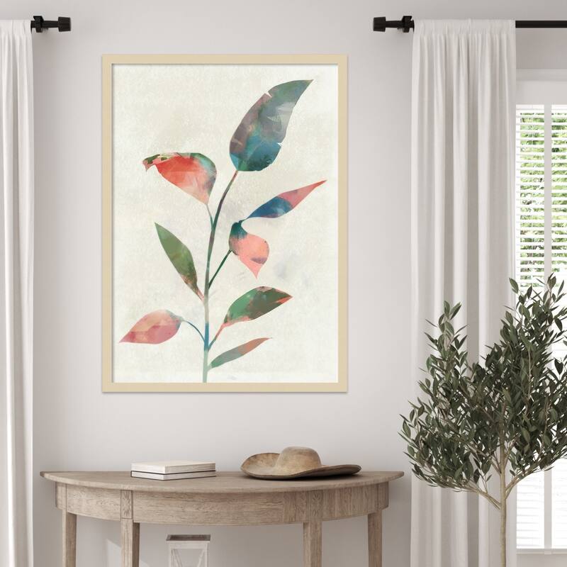 Gentle Leaves in Soft Colors by Ken Roko Wood Framed Wall Art Print - Svelte Natural