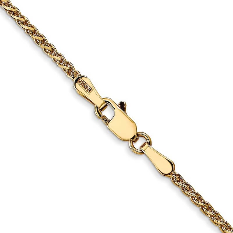 Curata 14k Yellow Gold Solid Polished 1.4mm Sparkle Cut Spiga Chain Bracelet Lobster Claw