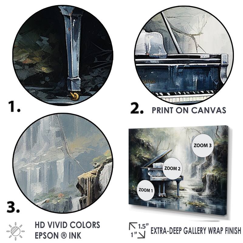 Designart "Piano Keyboard Cascade " Piano Wall Art