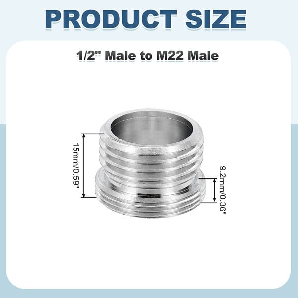 dimension image slide 14 of 23, Faucet Aerator Adapter, Male to Male Brass Faucet Adapter with Washer for Kitchen Bathroom Sink Water Filter - Silver