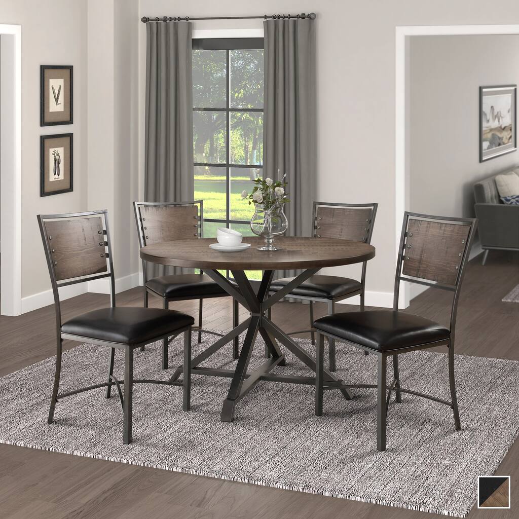 Betmar Wood and Metal Round 5-Piece Dining Set