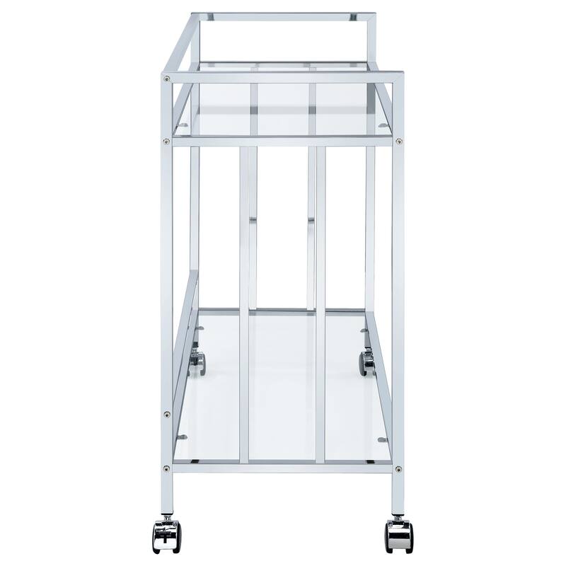 Cara 2-tier Rectangular Glass Shelf Metal Bar Cart