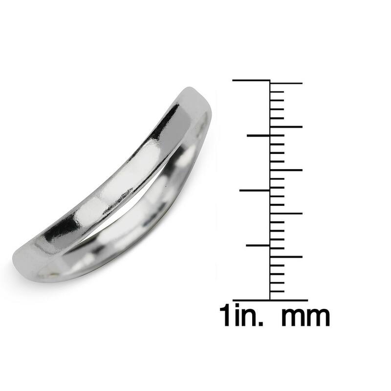 Sterling Silver Polished Wave Thumb Band Ring - White