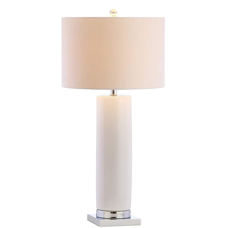 Juliana 31.5" Ceramic LED Table Lamp, White/Chrome by JONATHAN Y