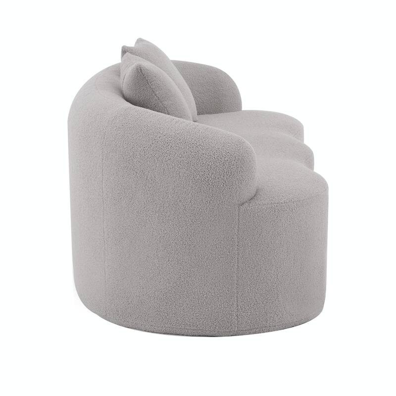 Curved Loveseat Sofa with Round Armrests - Compression Couch with 2 Pillows