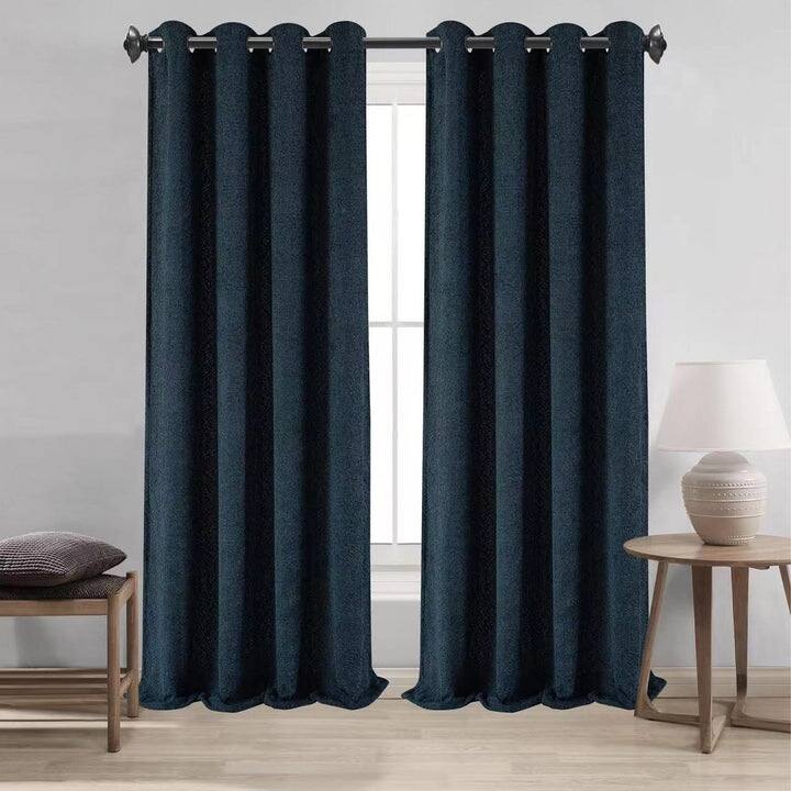 Boucle Textured Grommet Window Curtain Panel, 54x84 Inches - Navy