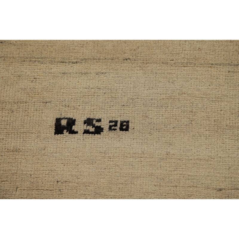 Solid Gabbeh Oriental Rug Hand-Knotted Wool Carpet - 3'7"x 7'3"