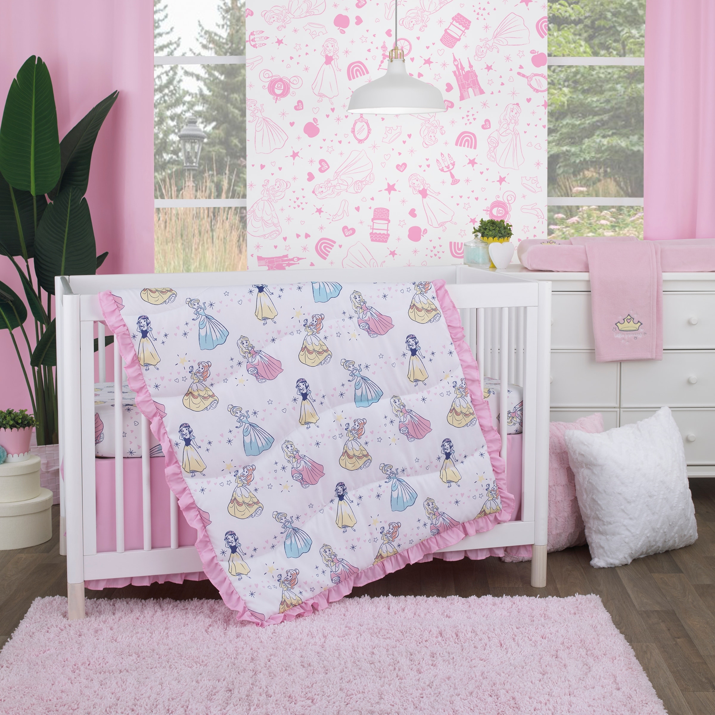 Disney Little Princess Stars and Hearts 6pc Crib Bedding Set