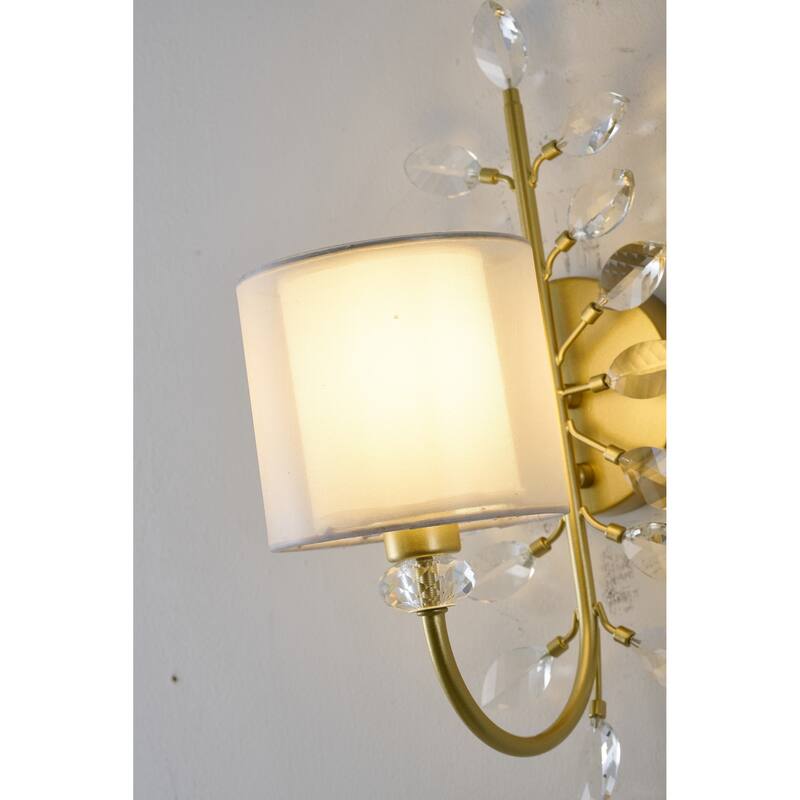 1-Light Aged Silver Wall Sconce With A Shade And Crystals