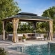 preview thumbnail 101 of 133, EROMMY Hardtop Gazebo,Outdoor Pergola with Double Roof & Netting & Curtains,Heavy Duty Canopy for Patio, Backyard, Pool party 12'x16' - Wood Frame