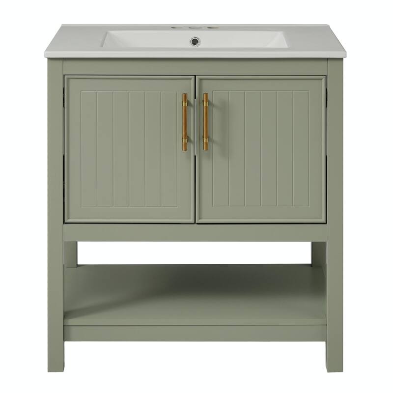 30-Inch Bathroom Vanity with Ceramic Sink and Versatile Storage