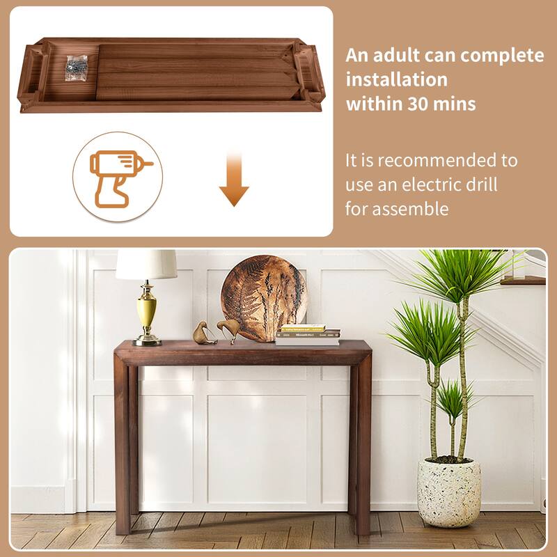 Pinewood Entryway Table Console with Sturdy Surface 220 lbs - 46.1 x 11.8 x 31.9 in