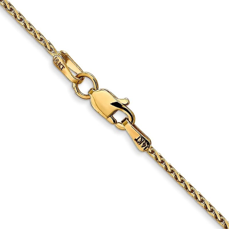 Curata Women's 14k Yellow Gold 1.5mm Sparkle-Cut Wheat Chain Anklet- 10 Inch