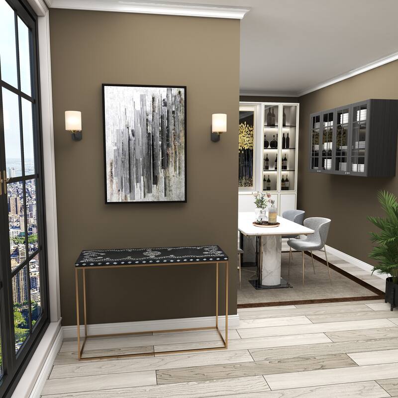 Wood Console Table - Gold - Roche River Decor