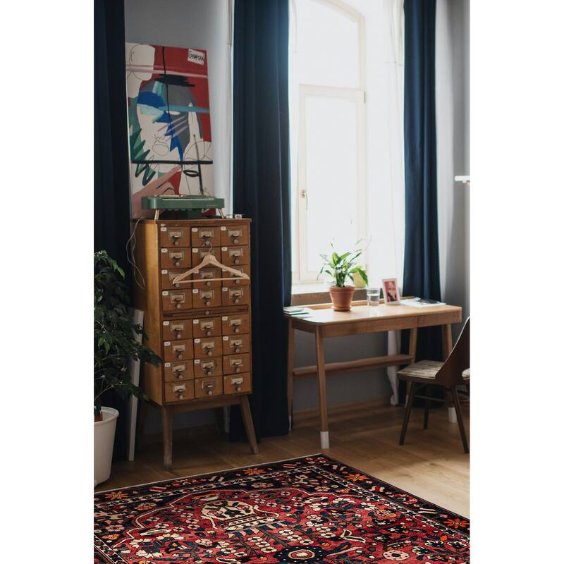 ECARPETGALLERY Hand-knotted Kayseri Vintage Red Wool Rug - 5'1 x 6'6