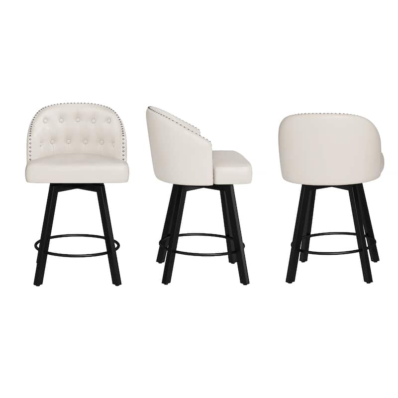 26" Swivel Counter Height Bar Stools Set of 3 Upholstered Counter Stools With Backs - 26" H