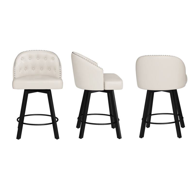26" Swivel Counter Height Swivel Bar Stools Set of 3 Upholstered Counter Stools - 26" H