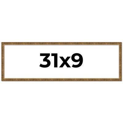 31x9 Frame Gold Solid Wood Picture Frame - Complete Modern Photo Frame