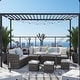 preview thumbnail 10 of 17, 9-Seat Wicker Patio Dining Set with Ottomans