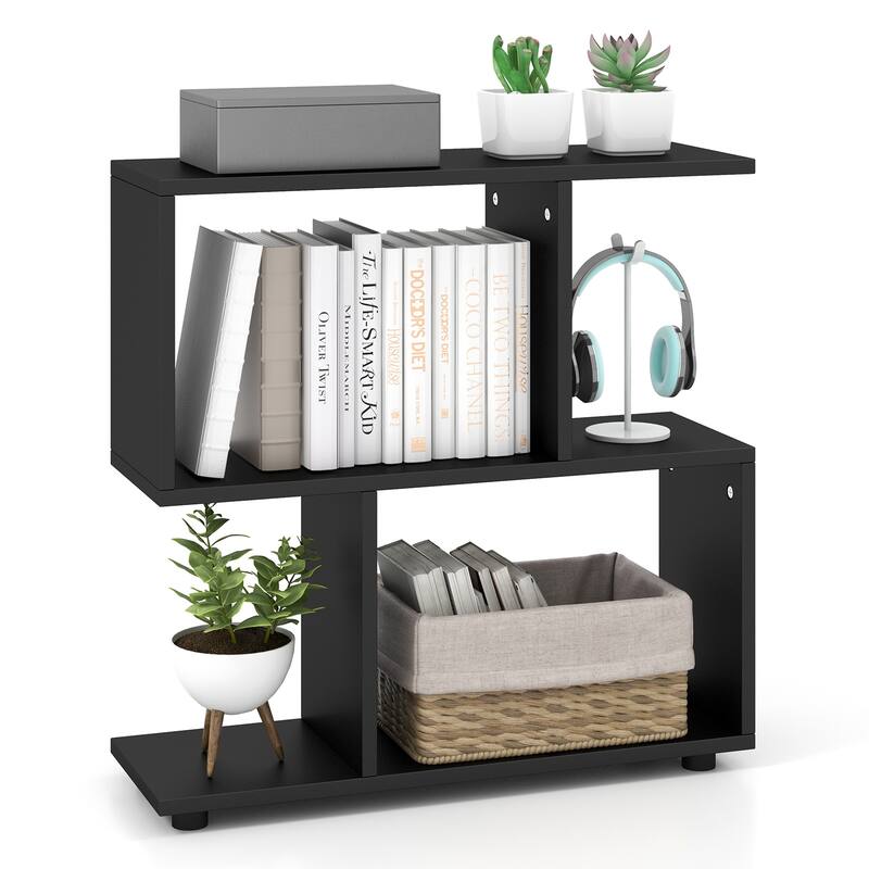 24 Inch 3-Tier Geometric Bookshelf with Thick Foot Pads - 24" x 8" x 24"