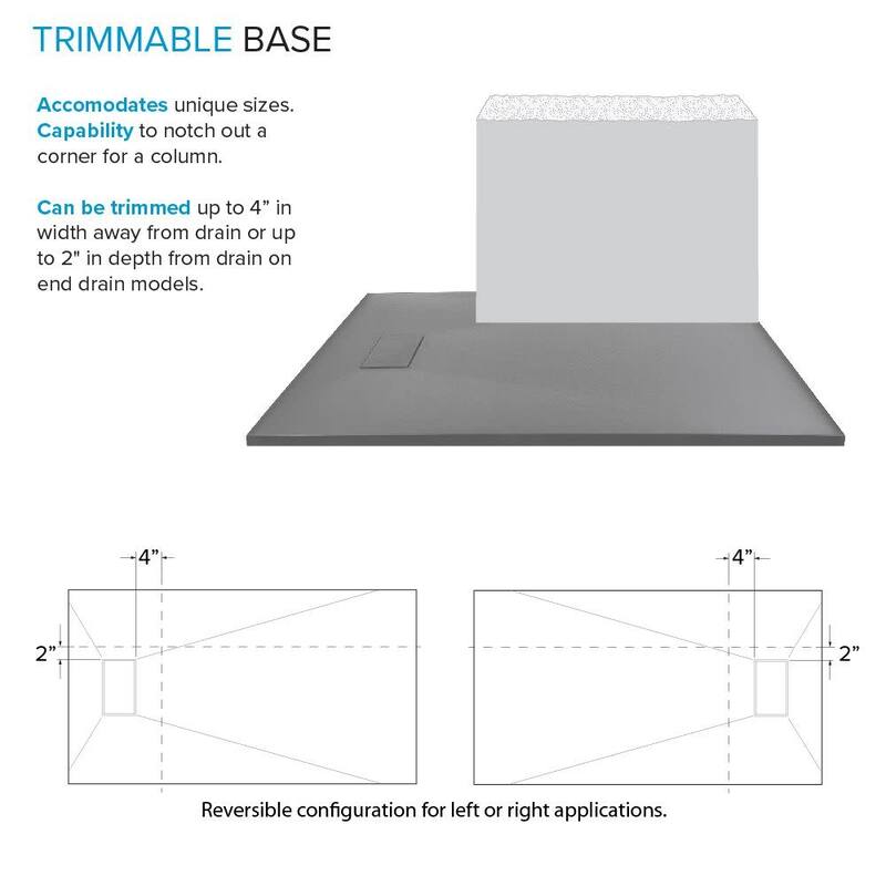 Transolid FZSDT7236 70-7/8" x 36-1/2" Rectangular Shower Base with