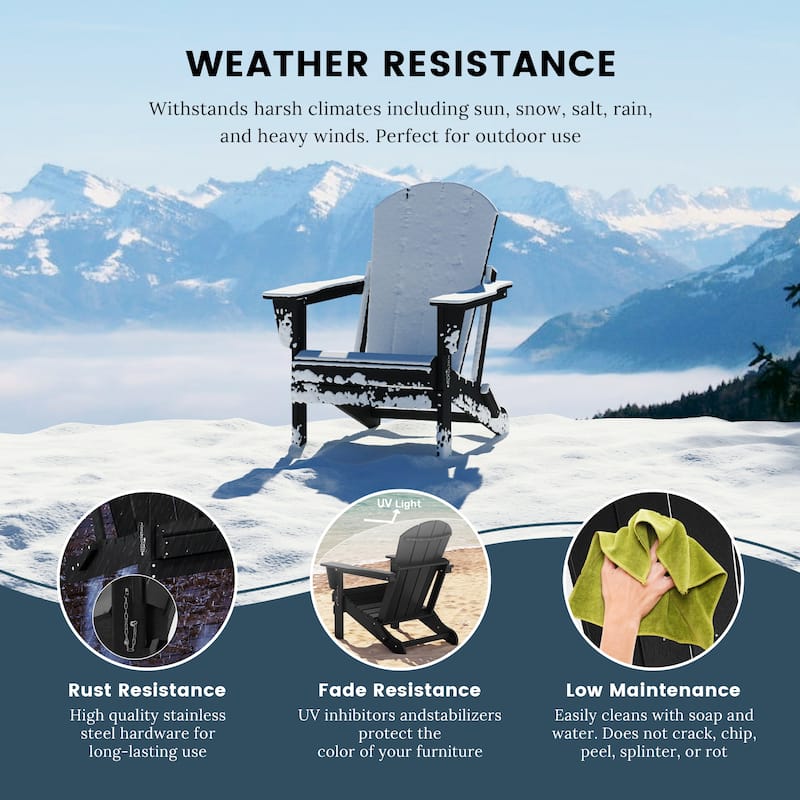 Polytrends Laguna Weather Resistant Outdoor Patio Folding Adirondack Chairs (Set of 4)
