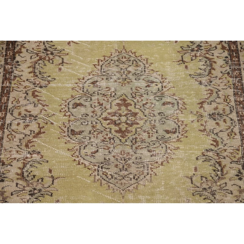 Light Green Anatolian Distressed Vintage Area Rug Handmade Wool Carpet - 5'6"x 9'2"
