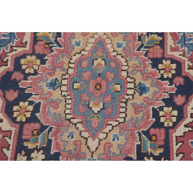 Pink Kerman Persian Vintage Area Rug Handmade Wool Carpet - 9'6"x 12'2"