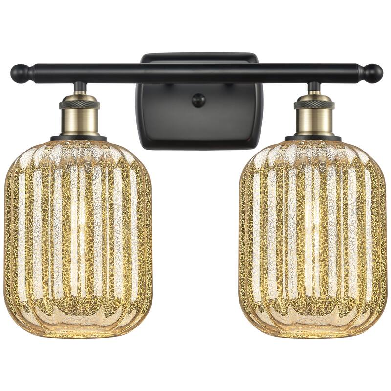 Innovations Lighting Endless Possibilities Ballston - Preston - 2 Light 17" Jar Shade Bath Vanity Light - Mercury/Black Antique Brass