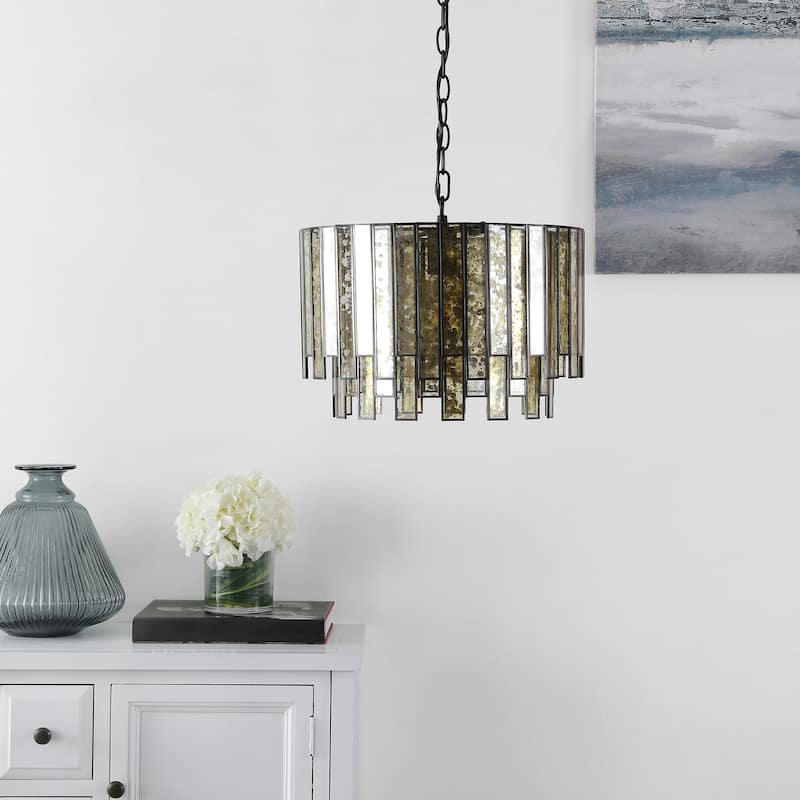 SAFAVIEH Lighting Gresher Art Deco Bronze LED Adjustable Chandelier - 15.5" W x 15.5" L x 13-85" H