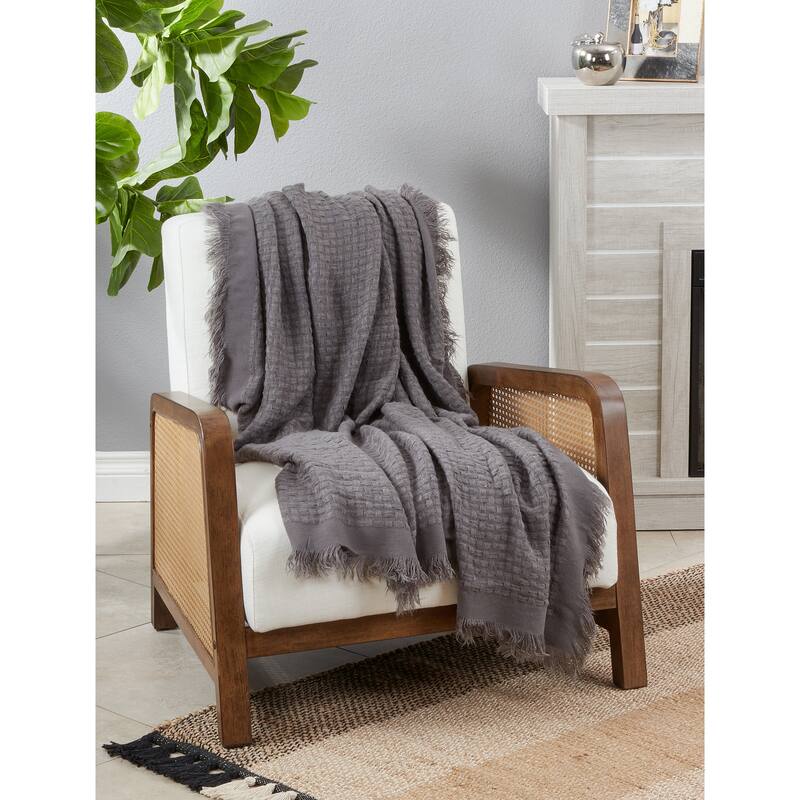 Waffle Weave Design Throw Blanket
