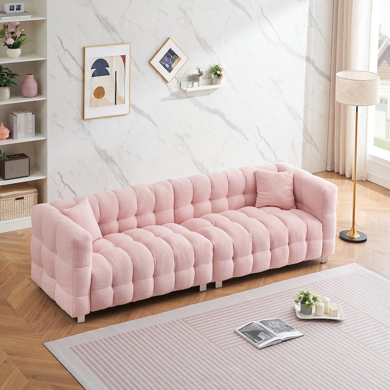 102'' teddy velvet four-seater modern style sofa